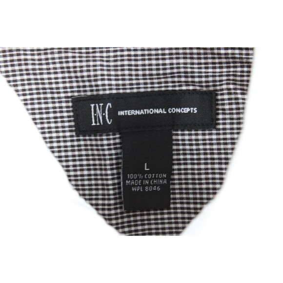 INC Pearl Snap Western Shirt Mens Large Striped White Long Sleeve Roll Up Sleeve - Picture 3 of 15